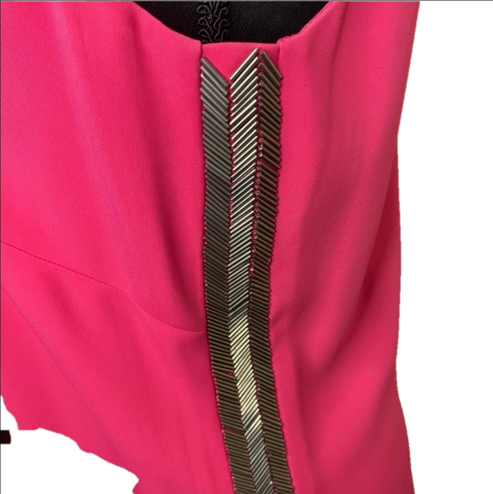 Pink Sleeveless Dress Metal Chevron Pattern